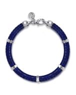 Sterling Silver Lapis Cylinder Beaded Bracelet