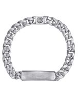 925 Sterling Silver ID Cuban Link Chain Mens Bracelet