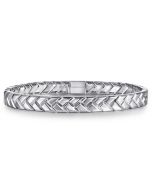 925 Sterling Silver 7mm Width Herringbone Mens Bracelet