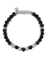 925 Sterling Silver and 6mm Onyx Beaded Bracelet