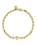 14K Yellow Gold Beaded Cross Bracelet