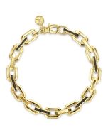 14K Yellow Gold Faceted Chain Black Diamond Bracelet