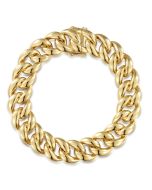 14K Yellow Gold 14mm Width Classic Plain Men's Cuban Bracelet