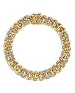14K Yellow Gold 10mm Width Classic Diamond Men's Cuban Bracelet