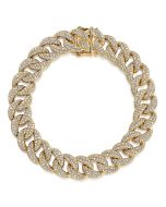 14K Yellow Gold 12mm Width Classic Diamond Men's Cuban Bracelet