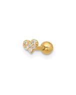 Cadenza 14k 18 Gauge CZ Heart Labret/Face Jewelry