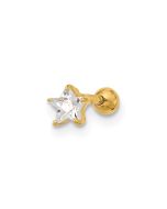 Orion 14k 18 Gauge CZ Star Labret/Face Jewelry