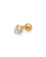 Valora 14k 18 Gauge 3mm CZ Labret/Face Jewelry