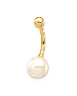 Viora 14k 14 Gauge 8mm Freshwater Cultured Pearl Belly Ring