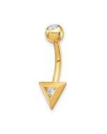 Lumine 14k 14 Gauge Triangle CZ Belly Ring