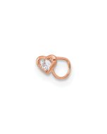 Caldera 14K Rose Gold 23 Gauge CZ Heart Nose Post