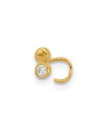 Solenne 14K 22 Gauge Double Circle CZ Nose Ring Body Jewelry