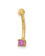 Luzine 14K 16 Gauge with Pink CZ Eyebrow Ring Body Jewelry
