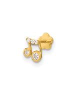 Aurayne 14K 18 Gauge Music Note and CZ Cartilage Body Jewelry