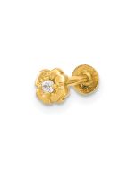 Lyra 14K 18 Gauge Flower CZ Cartilage Body Jewelry