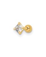 Caldera 14k 18 Gauge Square CZ Labret Stud
