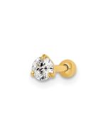 Caldera 14k 16 Gauge Round CZ Labret Stud