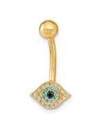 Orion 14K 14 Gauge Eye CZ Belly/Navel Ring Body Jewelry