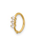 Solea 14K 20 Gauge Polished 3 Stone CZ Nose Ring