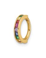 Viora 14k 16 Gauge Polished Rainbow CZ Hinged Cartilage Ring