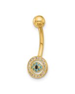 Zephira 14K 14 Gauge Polished Multi-color CZ Evil Eye Navel/Belly Ring