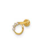 Vesper 14k 18 Gauge Polished CZ Open Circle Labret Stud