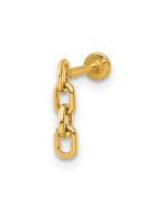 Zevora 14k 18 Gauge Polished Dangling Cable Link Chain Labret Stud