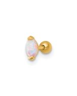 Lumine 14k 18 Gauge Polished Navette Created Opal Labret Stud