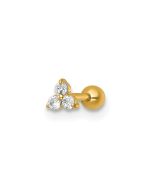 Alouette 14k 18 Gauge Polished Triple Round CZ Labret Stud