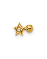 Lumine 14k 18 Gauge Polished CZ Star Labret Stud