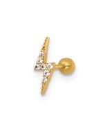  14k 21 Gauge Polished CZ Lightning Bolt Labret Stud
