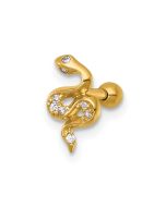 Solenne 14k 16 Gauge Polished CZ Snake Labret Stud