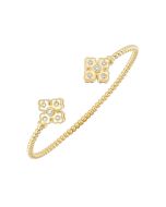 14k Yellow Gold Beaded Flower Diamond Bangle