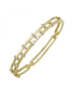 14K Yellow Gold 1/3 CTW Diamond Geometric Bangle Bracelet