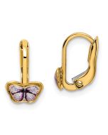 Cocoa Nest 14K Children's Enamel Butterfly Hoop Earrings