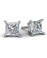 White Gold Princess Diamond Earrings Front View