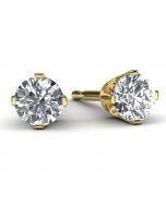 1/3 TDW Yellow Gold Diamond Solitaire Earrings Front View