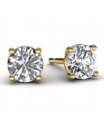 Yellow Gold 1/2 TDW Diamond Solitaire Earrings Front View
