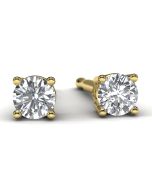 Yellow Gold .10 CTW Diamond Solitaire Earrings Front View