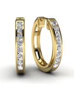Yellow Gold .25 TDW Round Diamond Hoop Earrings Front View
