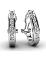 White Gold .25 TDW Round Diamond Hoop Earrings Front View