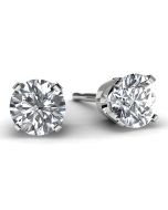 White Gold 1.0 TDW Solitaire Diamond Earrings Front View