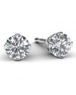 14k White Gold Diamond Solitaire Earrings Front View