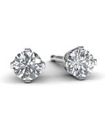 14k White Gold Diamond Solitaire Earrings Front View