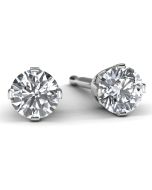 14k White Gold 1/4 TDW Diamond Solitaire Earrings Front View