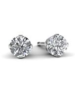 14k White Gold 1/3 TDW Diamond Solitaire Earrings Front View
