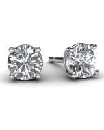 White Gold 3/4 TDW Diamond Solitaire Earrings Front View