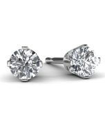 White Gold 1/3 TDW Solitaire Diamond Earrings Front View