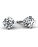 1/3 TDW White Gold Solitaire Diamond Earrings Front View