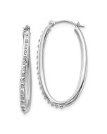 Valora 14k White Gold Diamond Fascination Oval Hinged Hoop Earrings